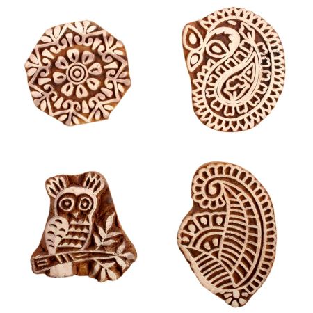 Set of 4 Piece New Mix Wooden Printing Block